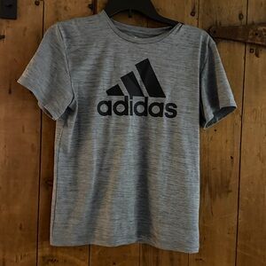 Adidas Heather Gray Tee with Black Emblem